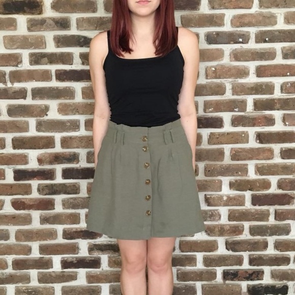 O'stin Studio Khaki Olive Green Mini Skirt Sz S - Picture 7 of 7